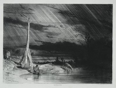 Balıkçı, Yağmurlu Hava by Charles Emile Jacque