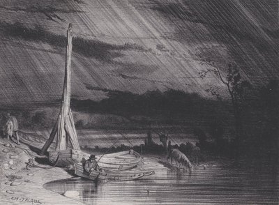 Balıkçı, Yağmurlu Hava, ca. 1853. by Charles Emile Jacque