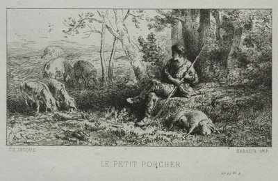Küçük Domuz Çobanı. by Charles Emile Jacque