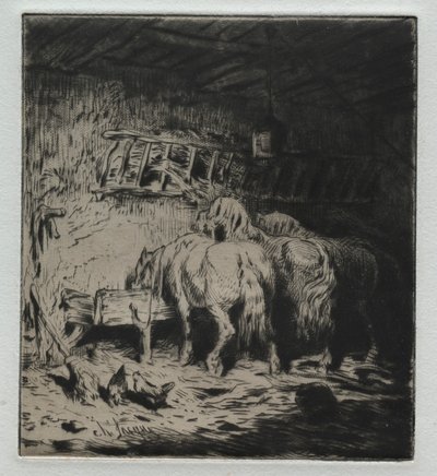 Ahır. by Charles Emile Jacque