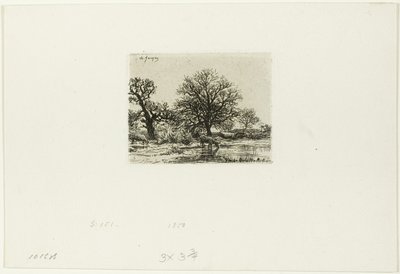 Bir Göletin Yanındaki Ağaçlar ve İnekler by Charles Emile Jacque