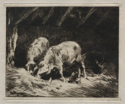 İki Porc. by Charles Emile Jacque