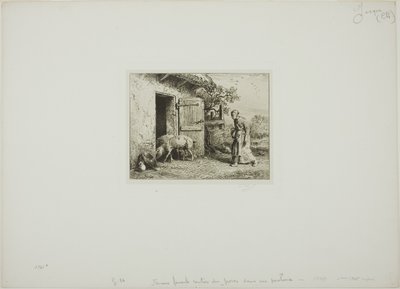 Domuzlarını Eve Geri Getiren Kadın by Charles Emile Jacque