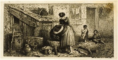 Kadın Çamaşır Tenceresi, Çocuklu by Charles Emile Jacque