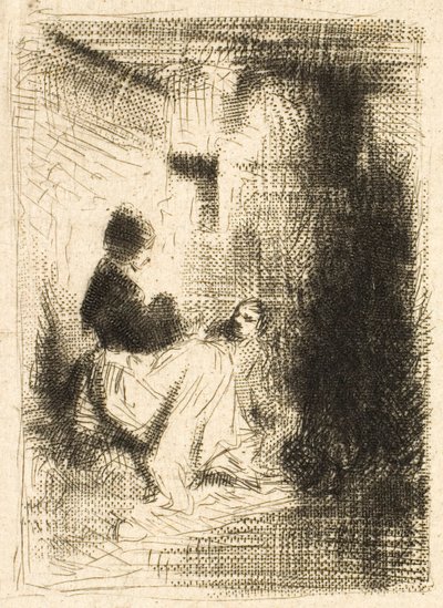 kadın ve çocukları by Charles Emile Jacque