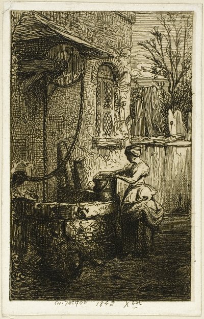 Kadın bir kuyuda by Charles Emile Jacque