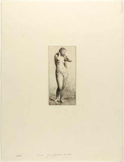 genç kadın, banyo by Charles Emile Jacque