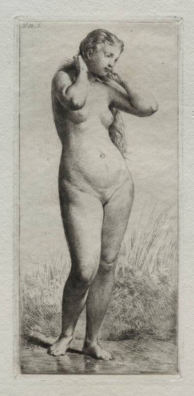 Genç kadın banyo. by Charles Emile Jacque