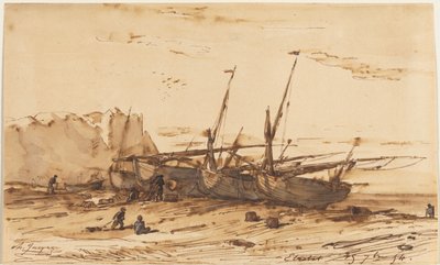 Etretat, 1854. by Charles Emile Jacque