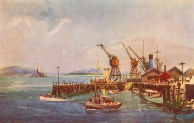 Durban Limanında Bir İskele (renkli taş baskı) by Charles Ernest Peers