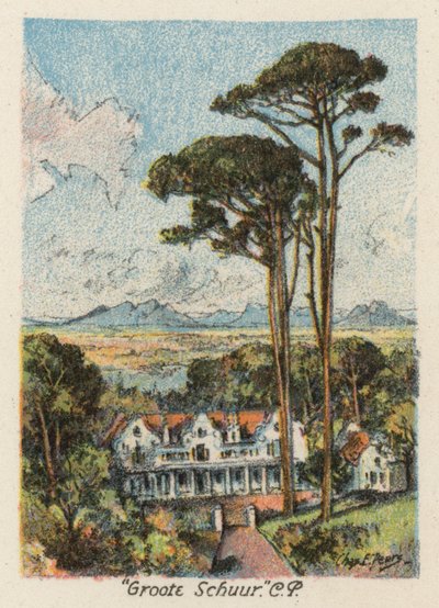 Güney Afrika: "Groote Schuur," CP (renkli lito) by Charles Ernest Peers