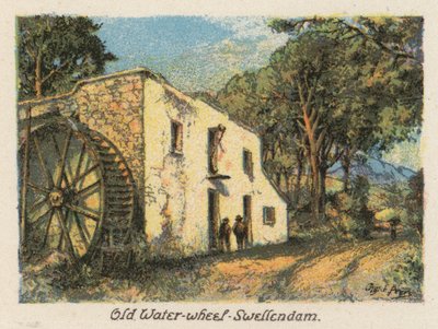 Güney Afrika: Eski Su Çarkı, Swellendam (renkli taşbaskı) by Charles Ernest Peers