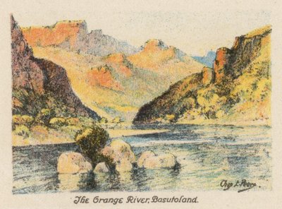 Güney Afrika: Orange Nehri, Basutoland (renkli lito) by Charles Ernest Peers