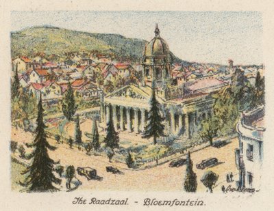 Güney Afrika: The Raadzaal, Bloemfontein (renkli taş baskı) by Charles Ernest Peers