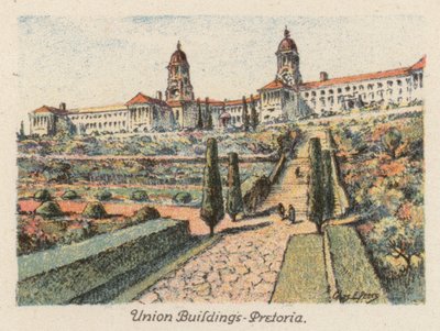 Güney Afrika: Birlik Binaları, Pretoria (renkli lito) by Charles Ernest Peers