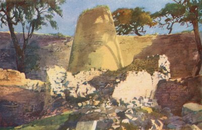 Konik Kule, Büyük Zimbabve Harabeleri (renkli lito) by Charles Ernest Peers
