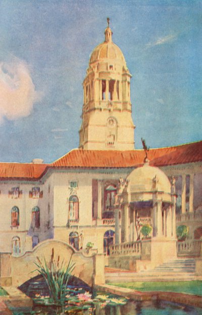 Union Building, Pretoria, Amfitiyatro (renkli taş baskı) by Charles Ernest Peers
