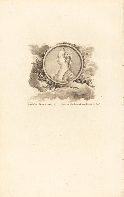 Marie Antoinette by Charles Etienne Gaucher after Jean Michel Moreau