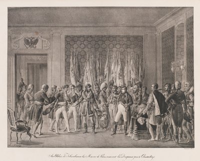 Paris Maires Austerlitz Bayrağı Alma, 19. yüzyılın başlarında (lito) by Charles Etienne Pierre Motte