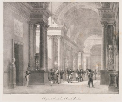 Savantların resepsiyonu, 19. yüzyılın başlarında (lito) by Charles Etienne Pierre Motte