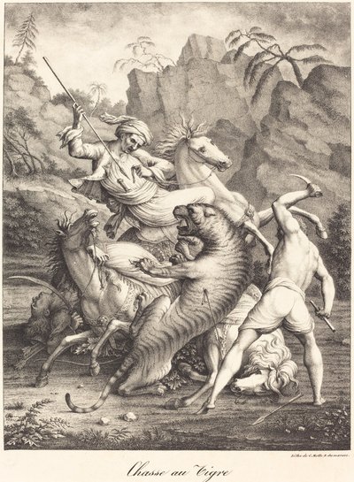 kaplan avı by Charles Etienne Pierre Motte after Auguste Jacques Regnier