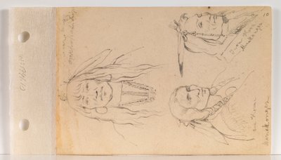 Mato Chuthuhu (Ayı Kaburgası), Ha won je tah (Tek Boynuz/Yalnız Boynuz) ve Heh Mah Zah (Demir Boynuz) (yaprak 10 recto) portreleri by Charles Ferdinand Wimar