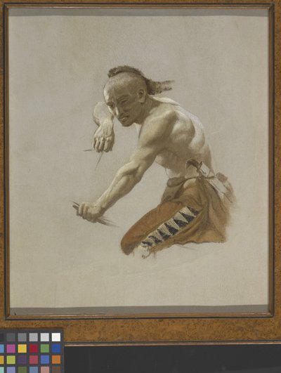 Kızılderililer Tarafından Buffalo Avında Kızılderili İçin Çalışma (tuval üzerine monte edilmiş kağıt üzerine yağlı boya) by Charles Ferdinand Wimar
