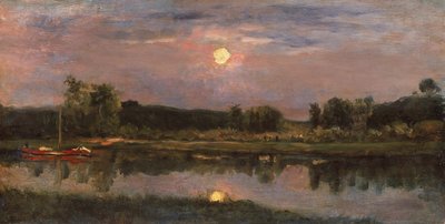 Mehtaplı Nehir Manzarası, c.1855 (gemideki petrol) by Charles Francois Daubigny