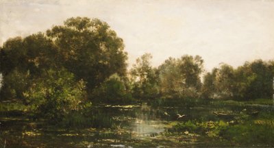 Leyleklerle Bir Nehir Manzarası, 1864. by Charles Francois Daubigny
