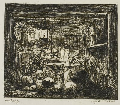 Teknede Yatak Yatağı (Gece Teknede) by Charles Francois Daubigny
