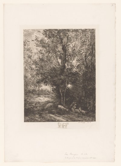 Dinlenme keçi çobanları ile orman Le berger ve la bergere by Charles Francois Daubigny