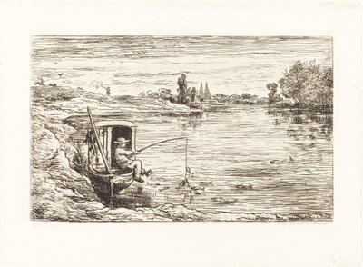 Kabin Boyu Balık Tutma (Le Mousse a la peche) by Charles Francois Daubigny
