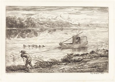 İpi çeken kabin çocuğu by Charles Francois Daubigny