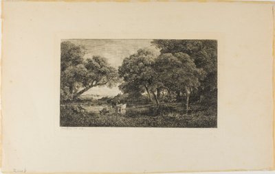 Havuz başında sığır by Charles Francois Daubigny