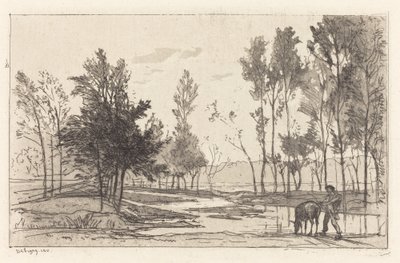 Sulama Yerinde Eşek by Charles Francois Daubigny
