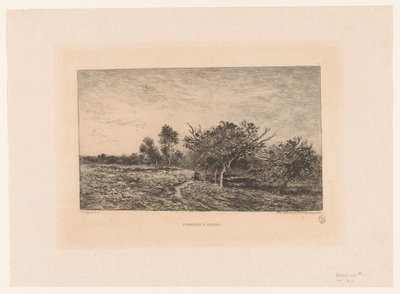 Elma ağaçları ile manzara Pommier ve Auvers. (nesne üzerindeki başlık) by Charles Francois Daubigny