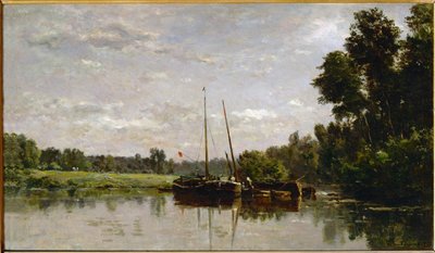 Les peniches - mavnalar ... by Charles Francois Daubigny