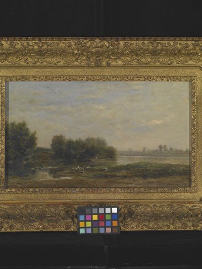 Oise Üzerine (ahşap üzerine yağlı boya) by Charles Francois Daubigny