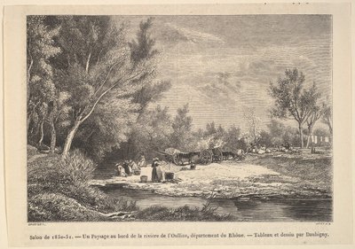 Salon de 1850-51. Oullins Nehri kıyılarında manzara, 1850-51. by Charles Francois Daubigny