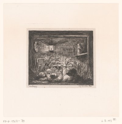 Bir kabinde uyuyan adamlar Coucher à bord du Bottin Su etrafında manzaralar ve olaylar içeren diziler (dizi başlığı) Voyage en bateau (dizi başlığı) by Charles Francois Daubigny