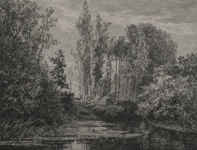 Su kenarındaki geyikler, 1850. by Charles Francois Daubigny