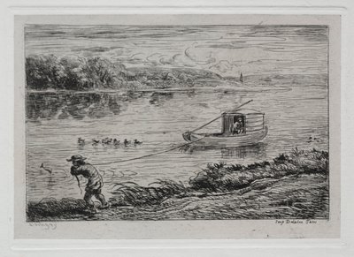 Tekne Gezisi: Çekme Halatını Çeken veya Halatla Çeken Kulübe by Charles Francois Daubigny