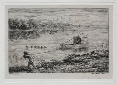 Tekne Gezisi: Çekme Halatını Çeken veya Halatla Çeken Kulübe, 1861. by Charles Francois Daubigny