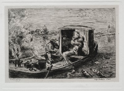 Tekne Gezisi: Teknede Guzzling veya Öğle Yemeği, 1861. by Charles Francois Daubigny