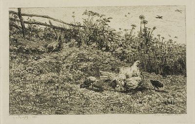 Tavuk ve Civcivleri by Charles Francois Daubigny