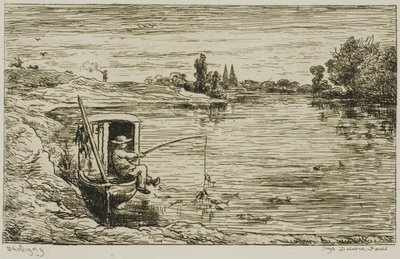 Gemi Çocuğu Balık Avlıyor (Oltayla Balık Avlama) by Charles Francois Daubigny