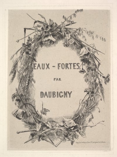 Kır Çiçeklerinin Çelengi, Eaux-Fortes par Daubigny için başlık, 1850. by Charles Francois Daubigny