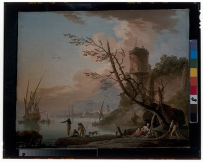 Erkekler Bir Kulenin Altında Dinlenen Kadınlarla Balık Tutuyor by Charles-François Grenier de Lacroix