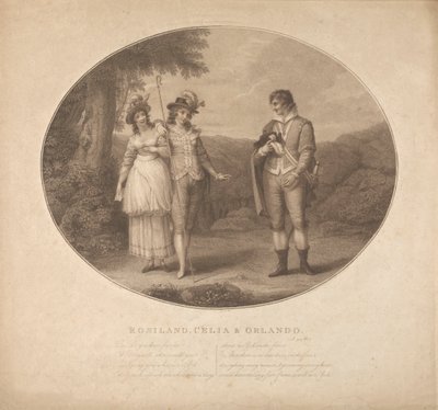 Rosalind, Celia ve Orlando - "Sevdiğiniz Gibi", Perde III, Sahne II by Charles Gauthier Playter