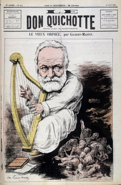 Eski Orpheus: Victor Hugo ve Rusya hakkında karikatür - Gilbert-Martin (Gilbert Martin), 23/06/1882 tarihli “” Don Kişot